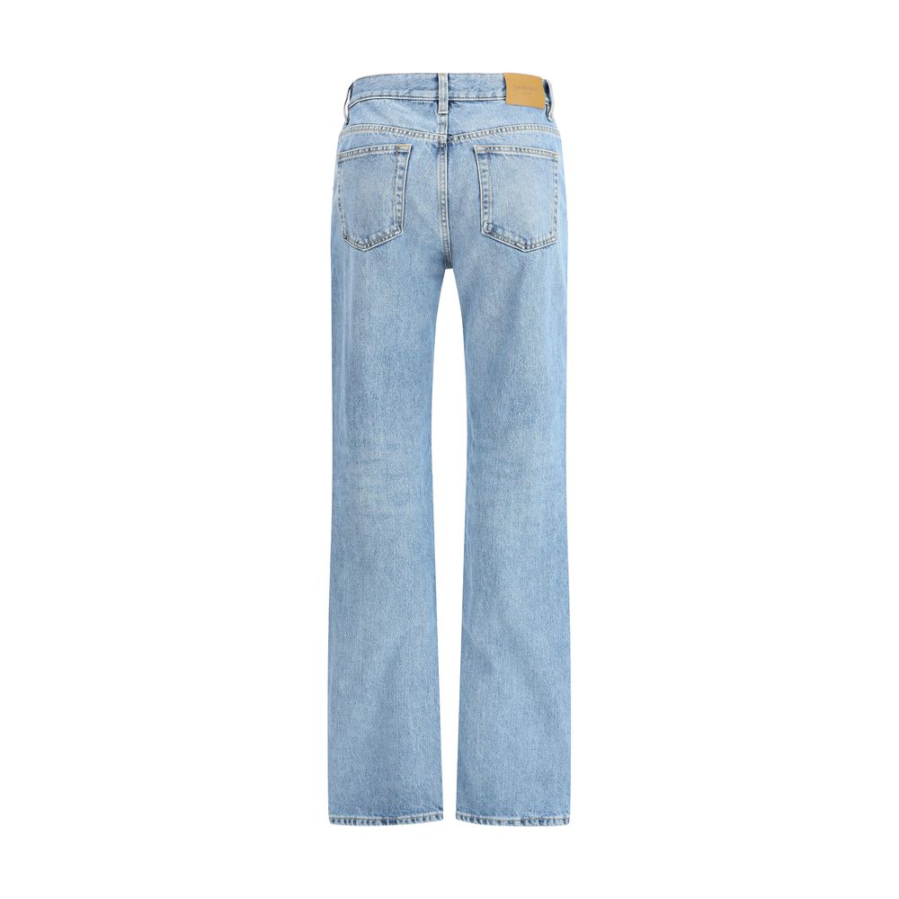 Saint Laurent Light Blue Cotton Straight-Leg Women's Jeans