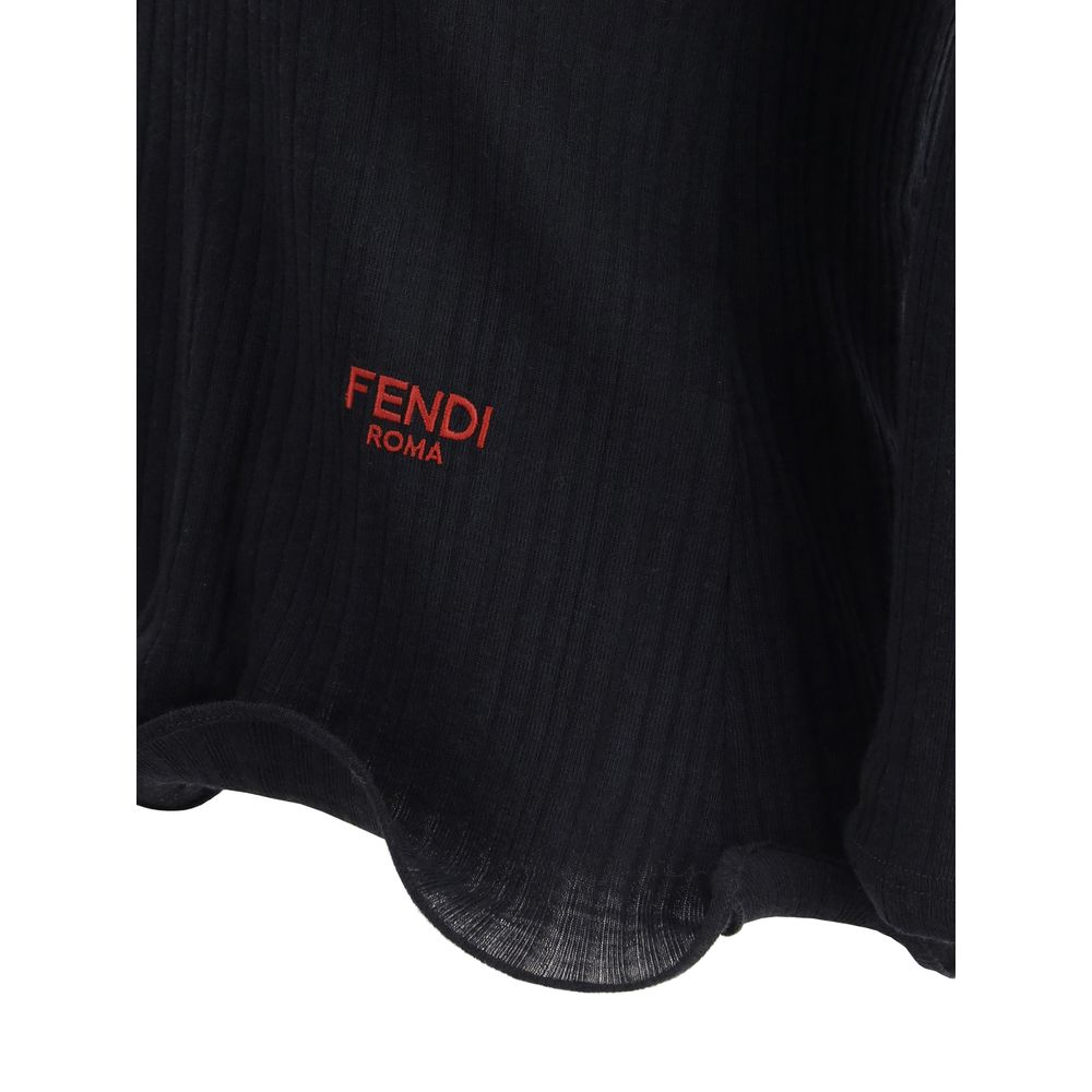 Fendi Black Fleece Wool Women's Top