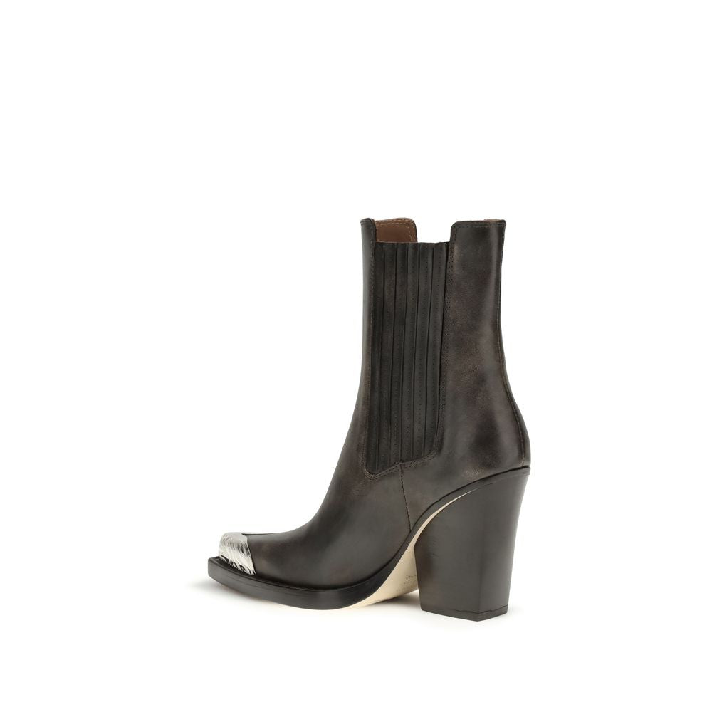 Paris Texas Black Leather Ankle Women's Boots