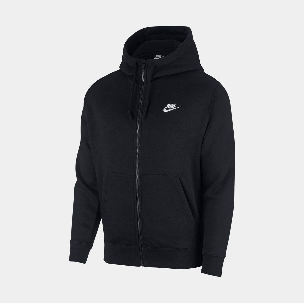 Exclusive NSW Club Fleece Full Zip Mens Hoodie (Black) — XS — Front View