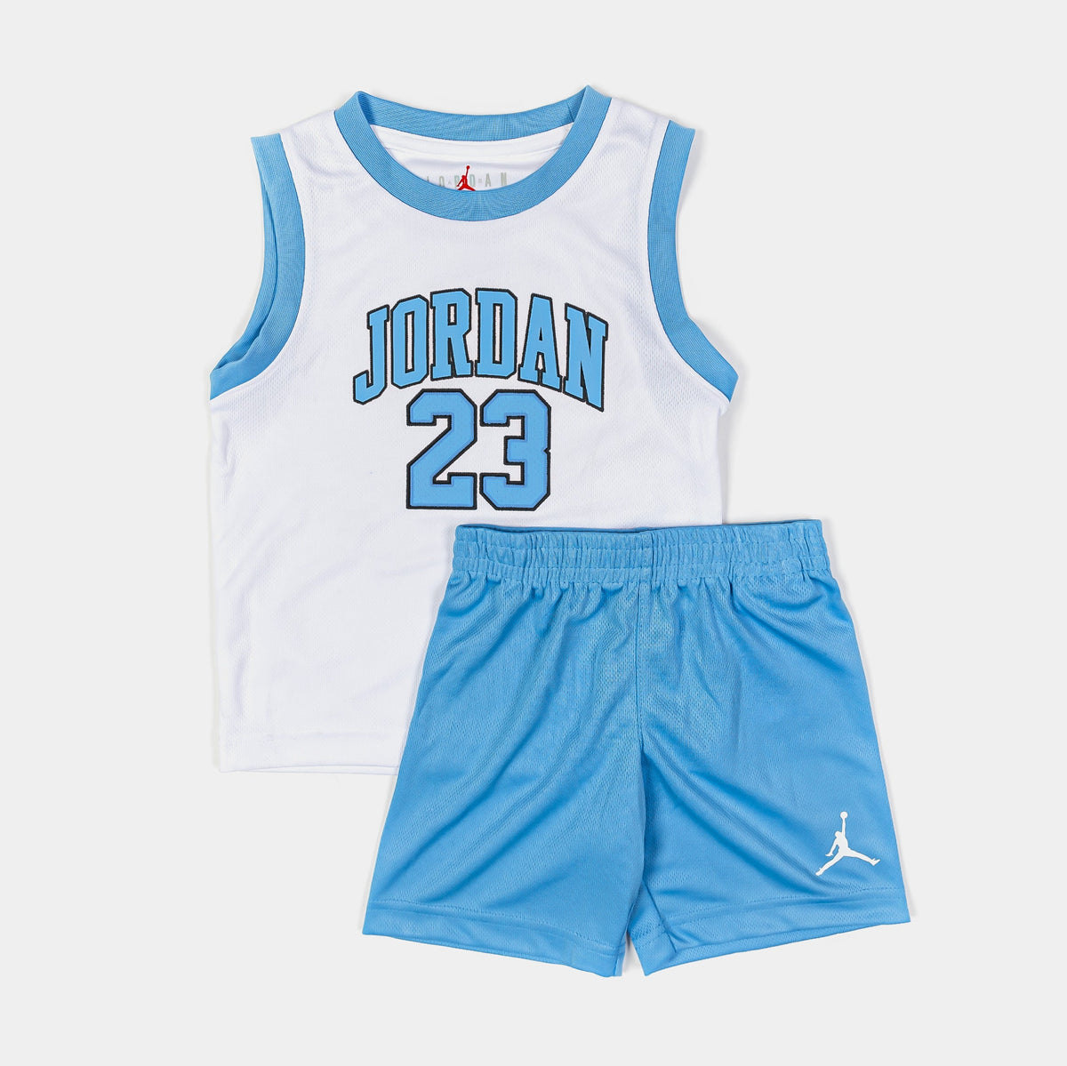 Exclusive JDN 23 Shorts Preschool Set (Blue/White) — 4 — Front View