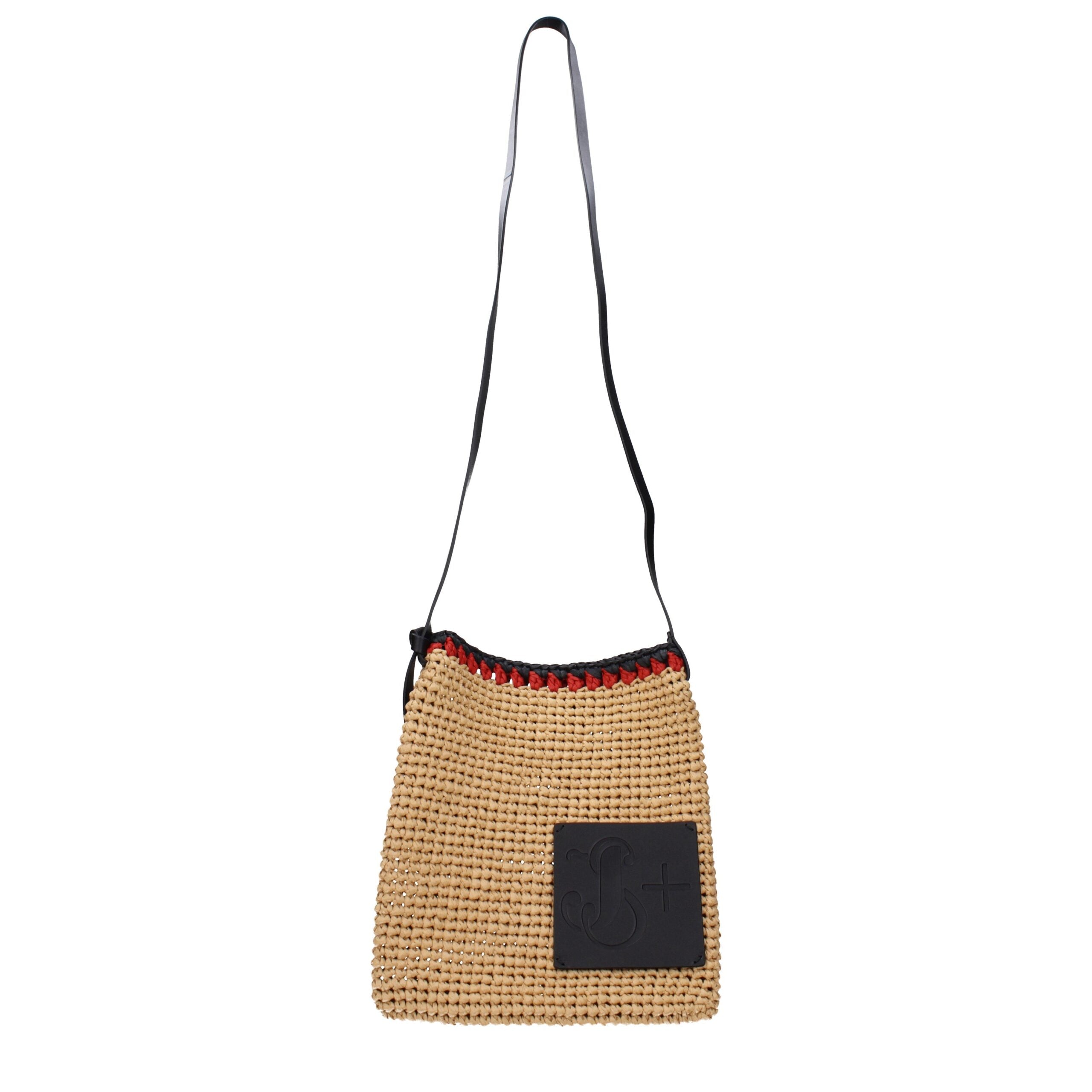 Jil Sander Beige Raffia Crossbody Men's Bag