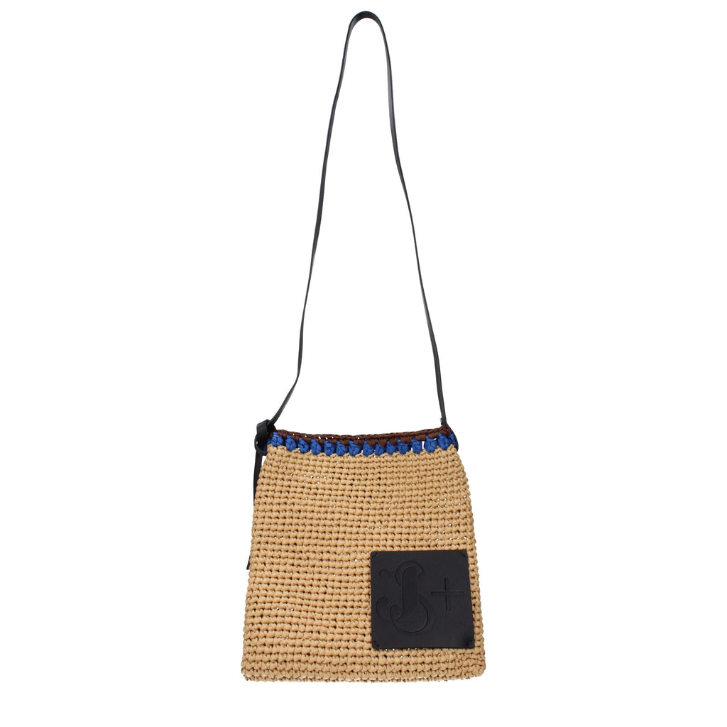 Jil Sander Beige Raffia Crossbody Men's Bag
