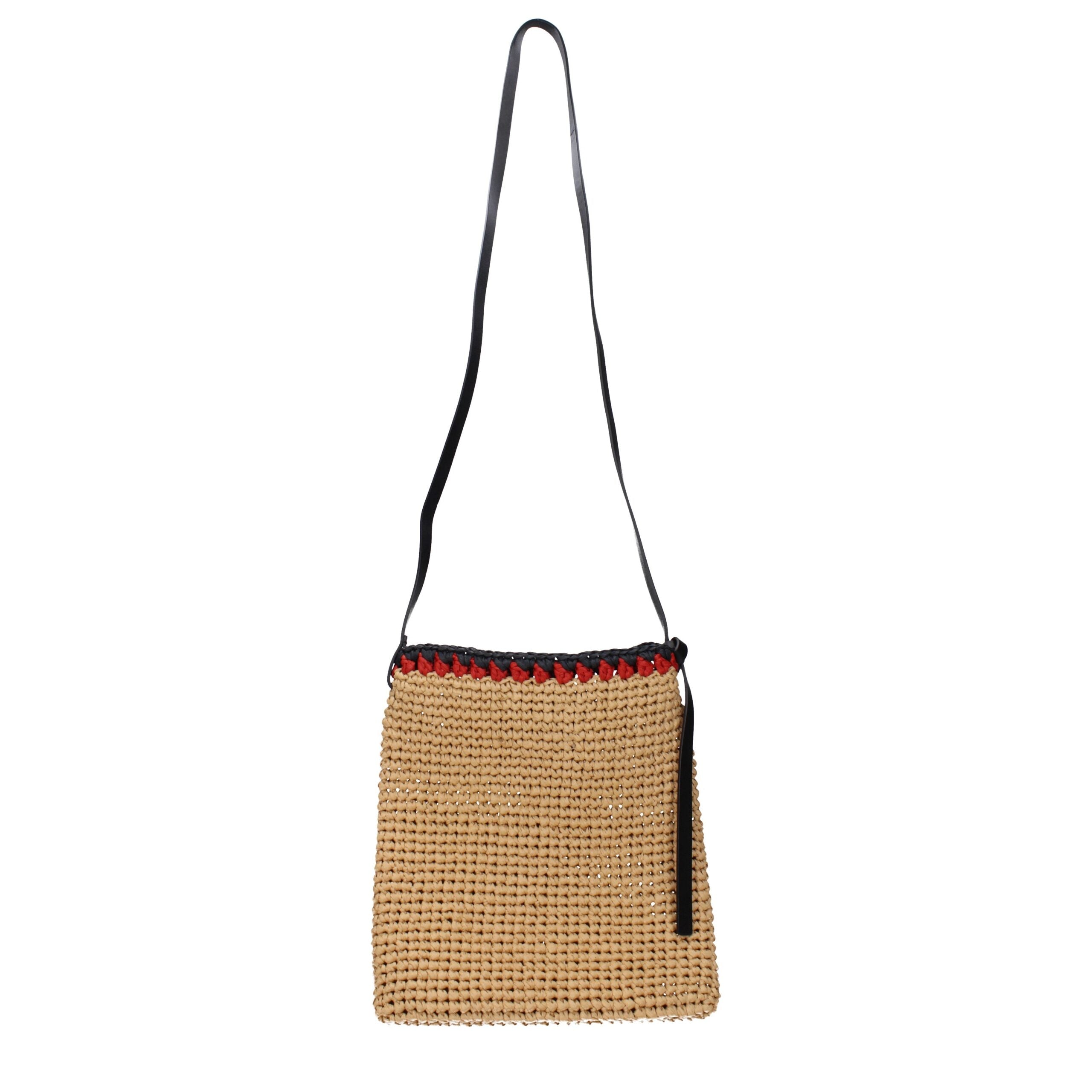 Jil Sander Beige Raffia Crossbody Men's Bag