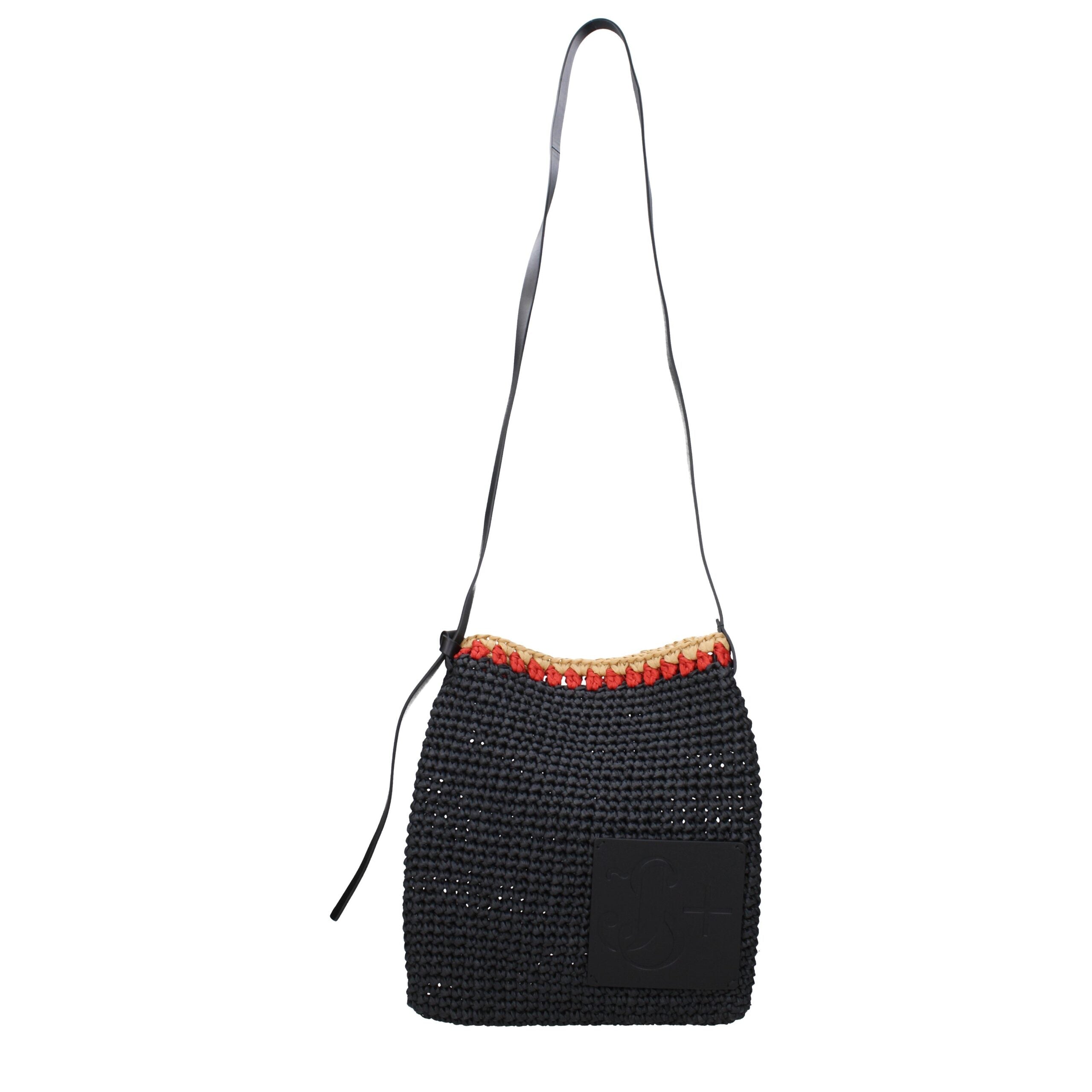 Jil Sander Black Raffia Crossbody Men's Bag