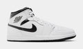 Exclusive Air Jordan 1 Mid Mens Basketball Shoes (White/Black) — 7 — Front View