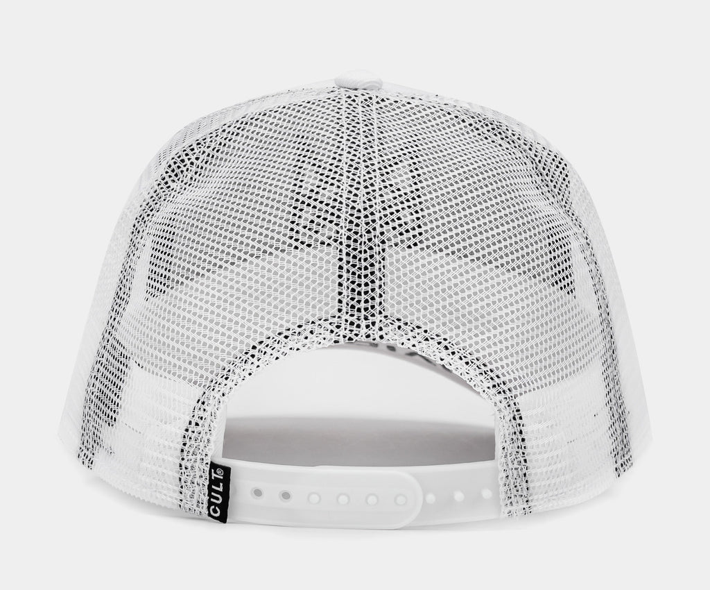Exclusive Clean Logo Mesh Trucker Mens Hat (White) — OS — Side View