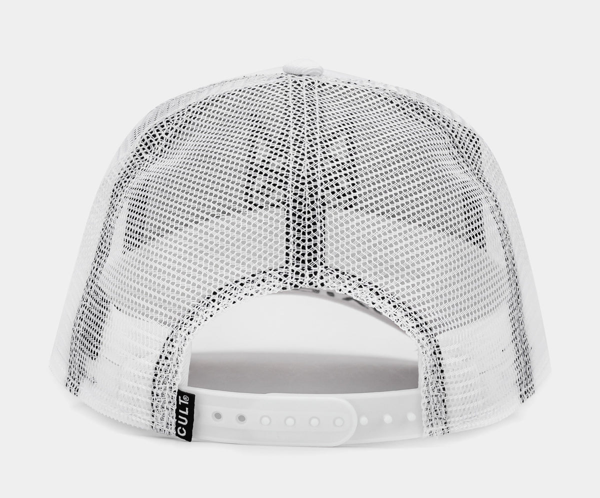 Exclusive Clean 3D Logo Mesh Trucker Mens Hat (Black/Black/White) — OS — Side View