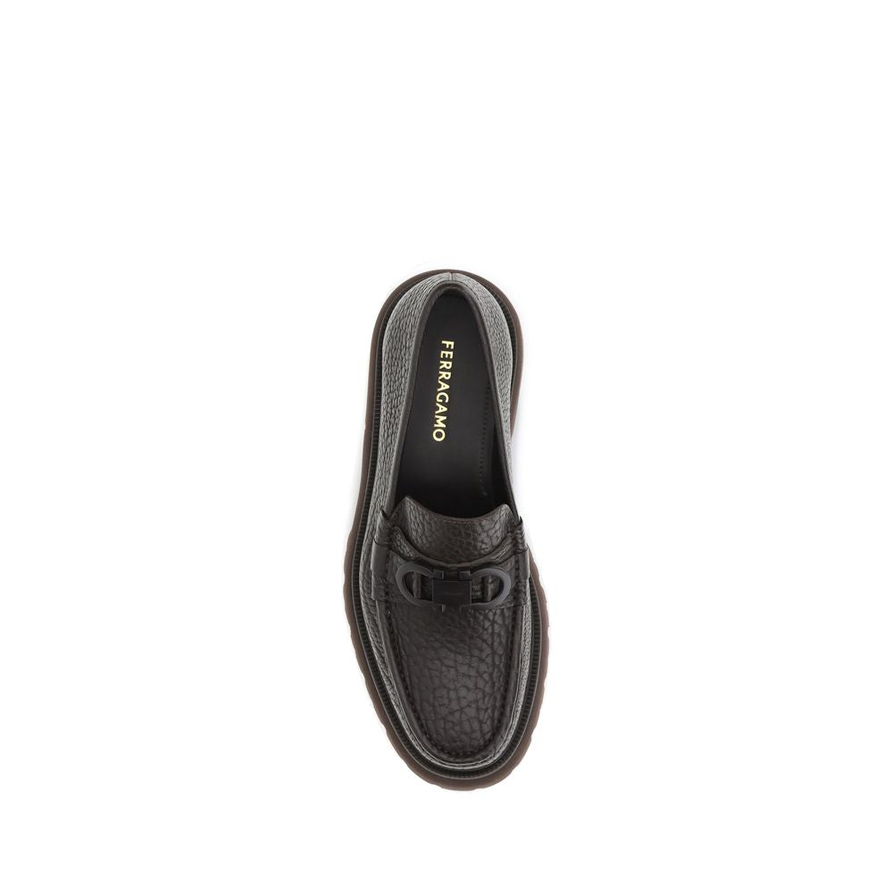 Ferragamo Brown Calf Leather Bos Taurus Slip-On Men's Loafers