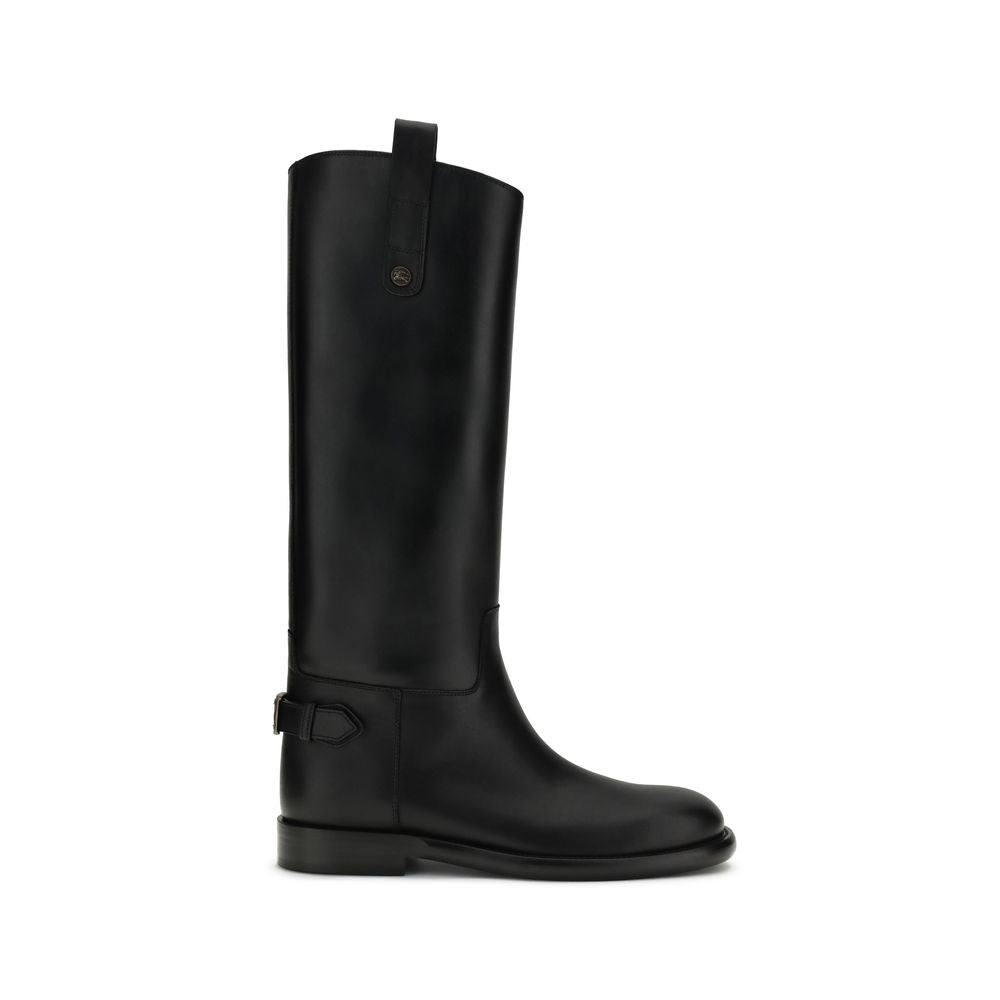 Burberry Black Calf Leather Bos Taurus Flat Women's Boots