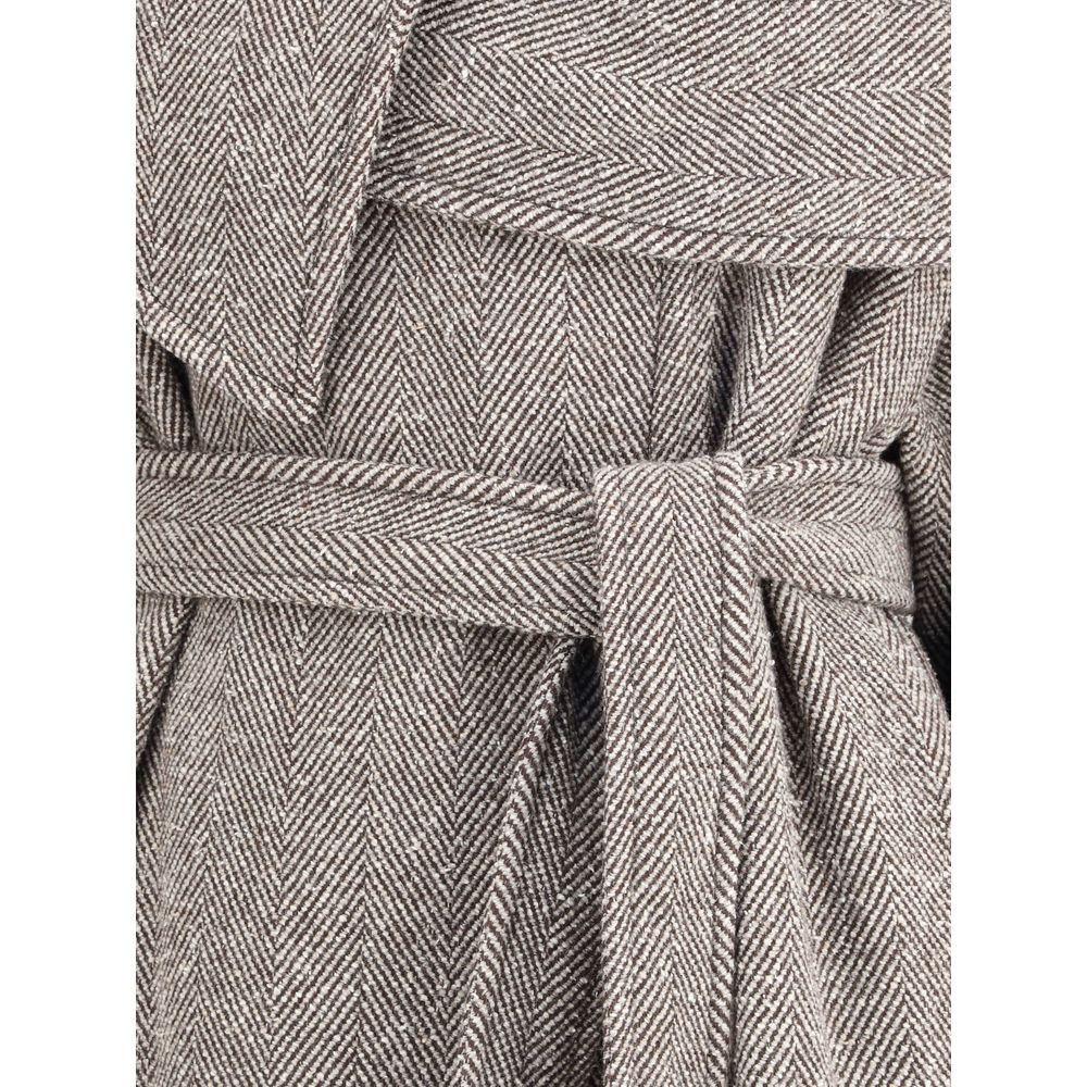 Ferragamo Brown Fleece Wool Women's Coat