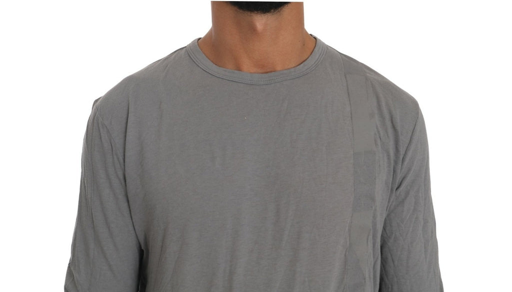 Scervino Street Cotton Gray Round Neck Pullover Top Men's Sweater