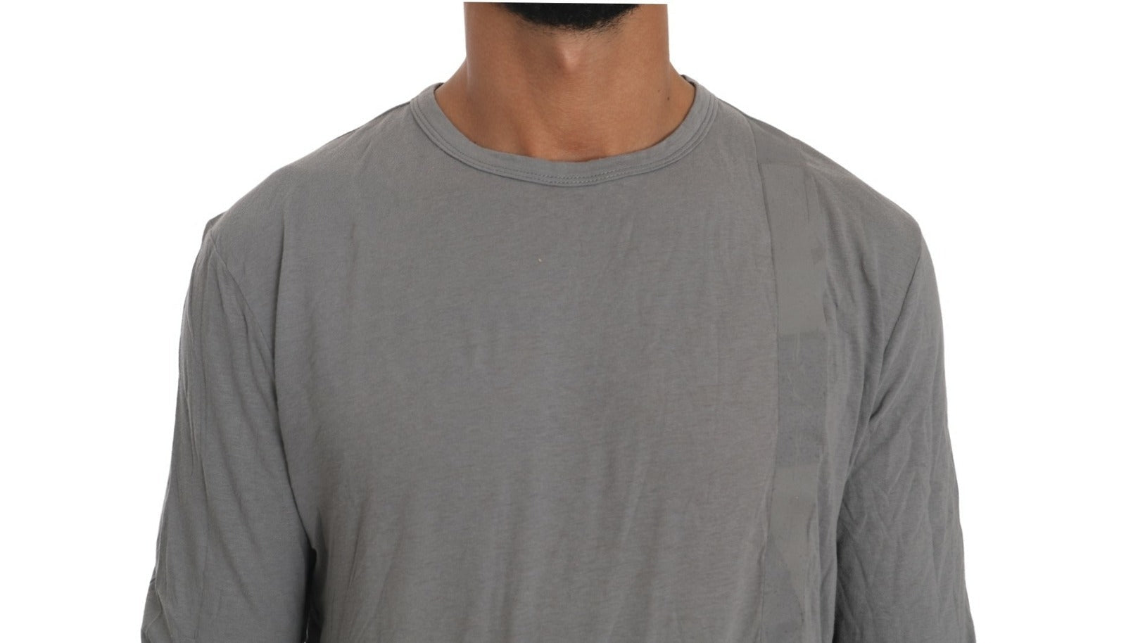 Scervino Street Cotton Gray Round Neck Pullover Top Men's Sweater