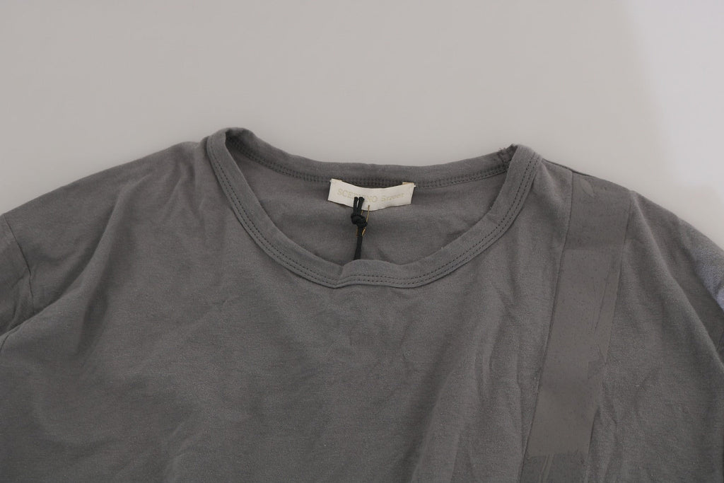 Scervino Street Cotton Gray Round Neck Pullover Top Men's Sweater