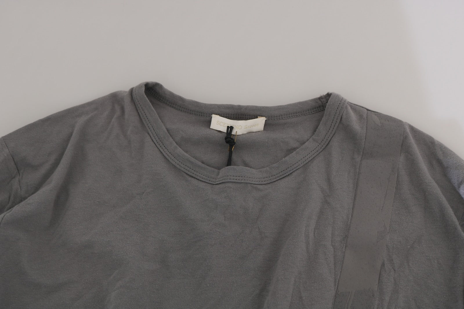 Scervino Street Cotton Gray Round Neck Pullover Top Men's Sweater