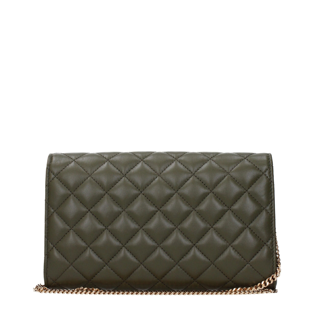 Versace Green Leather Clutch Women's Bag