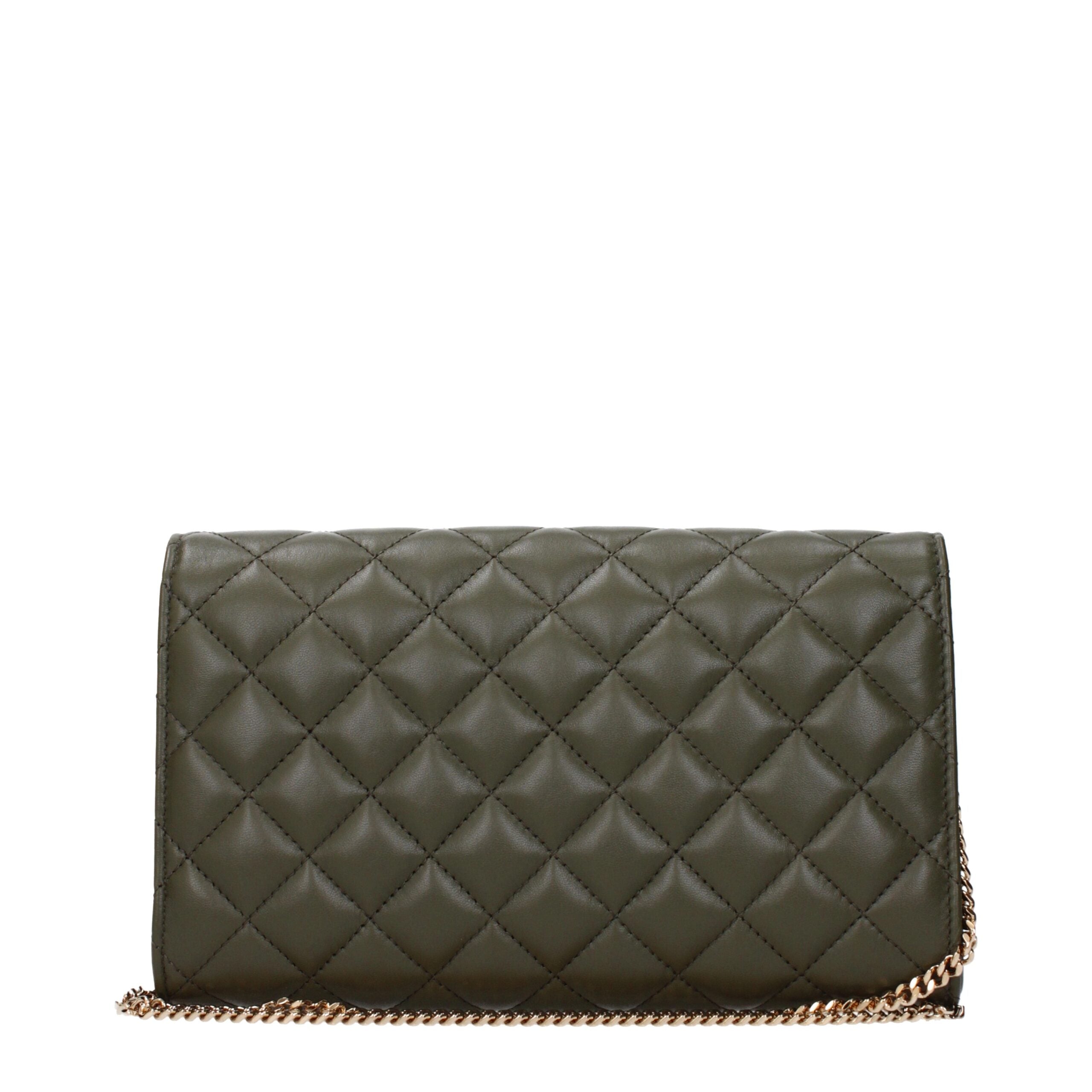 Versace Green Leather Clutch Women's Bag
