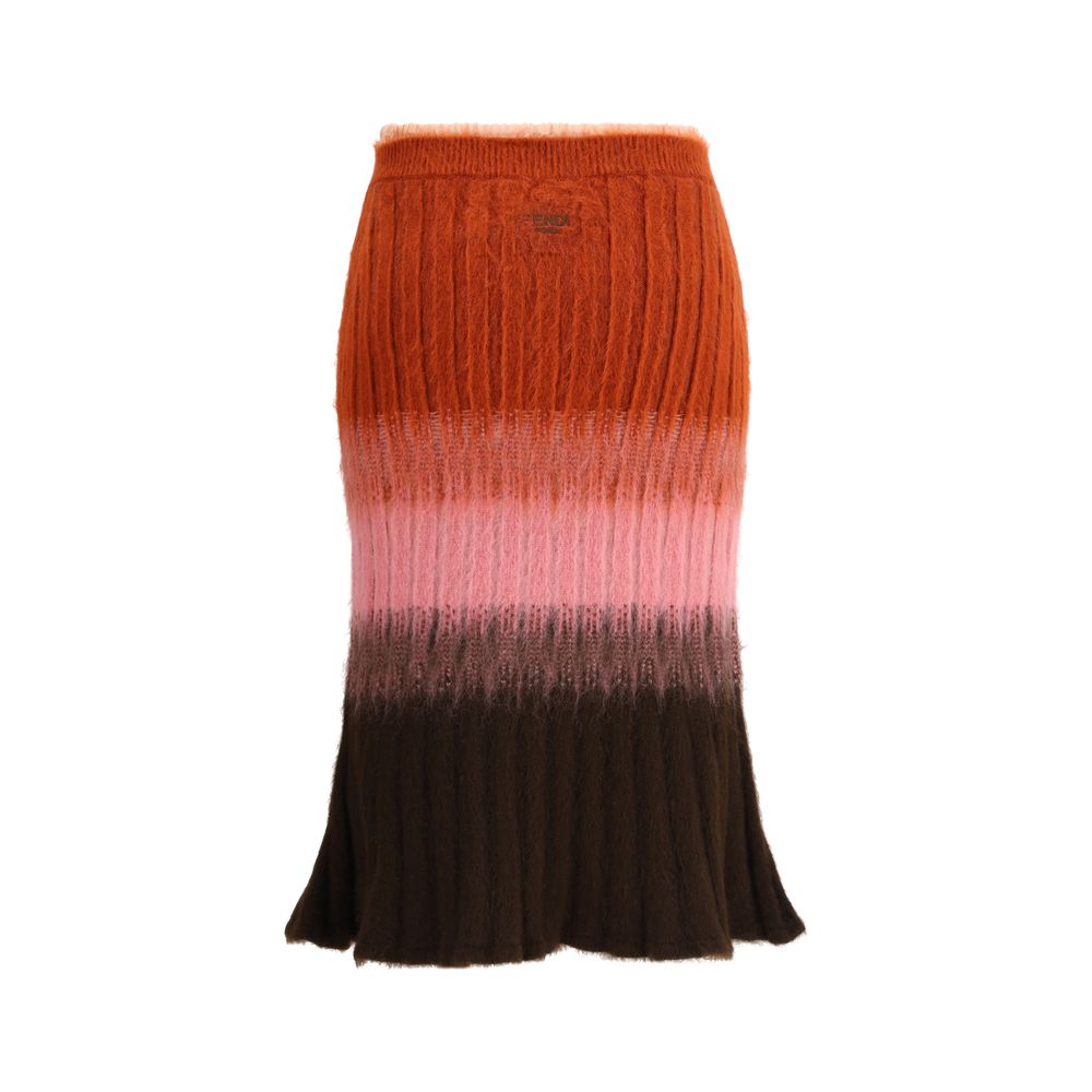 Fendi Multicolor Mohair Midi Women's Skirt
