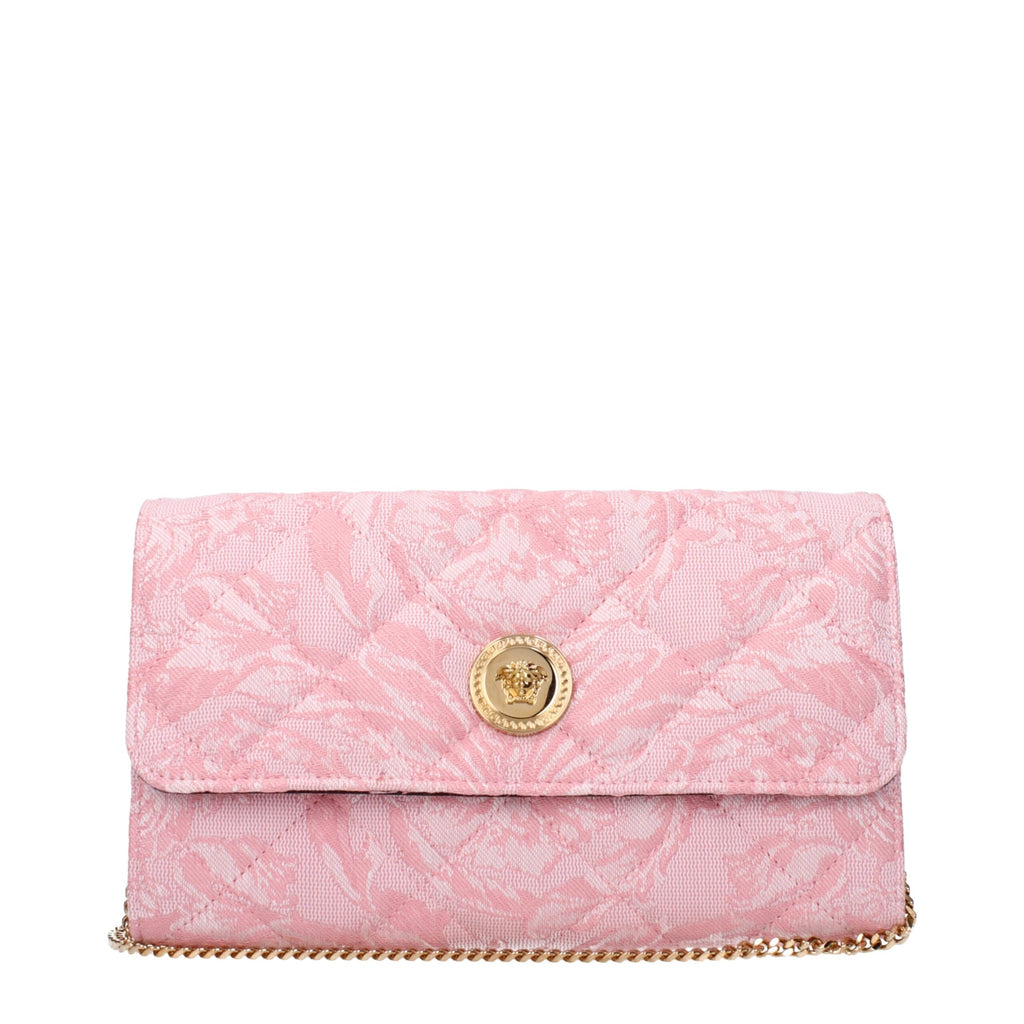Versace Pink Fabric Clutch Women's Bag