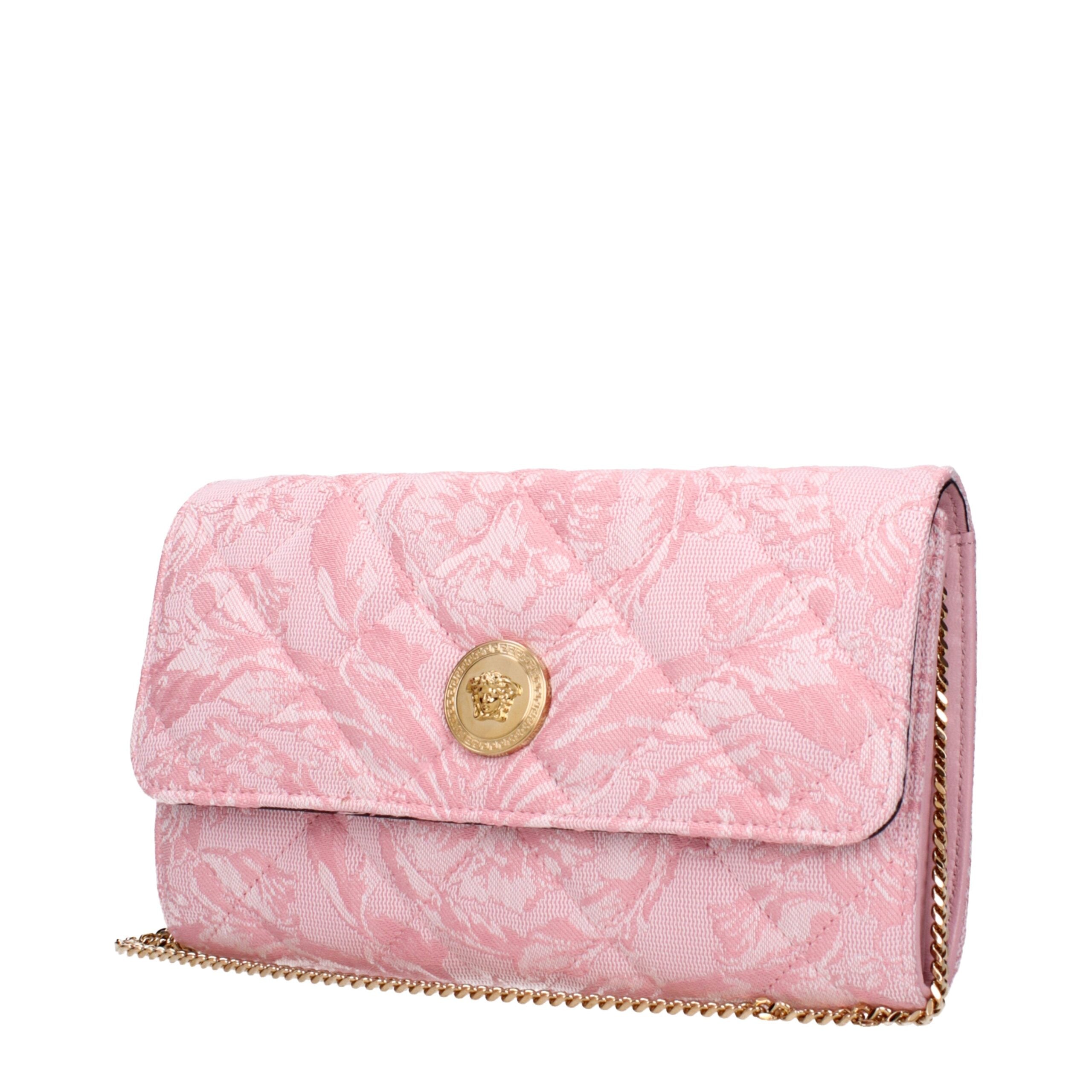 Versace Pink Fabric Clutch Women's Bag