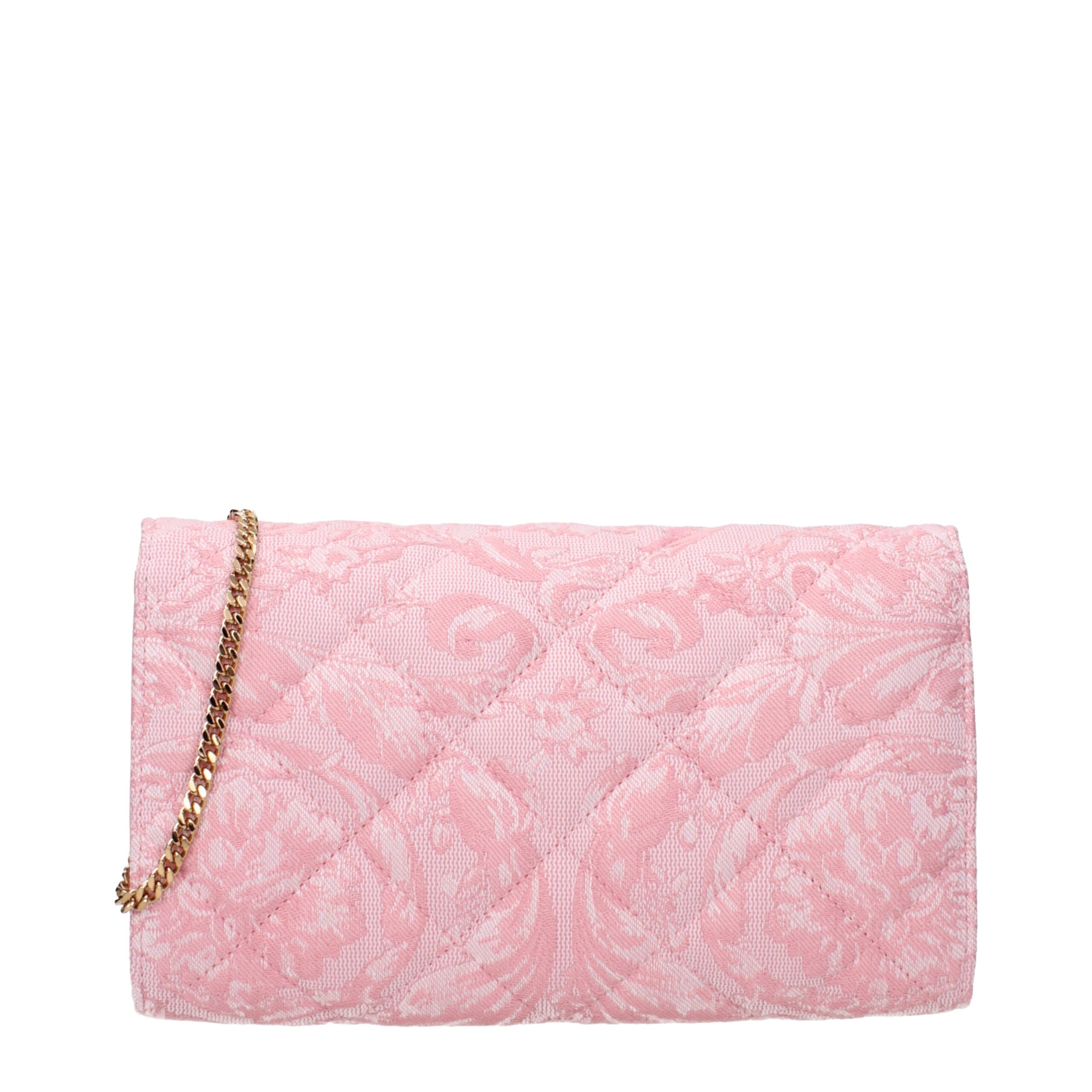 Versace Pink Fabric Clutch Women's Bag
