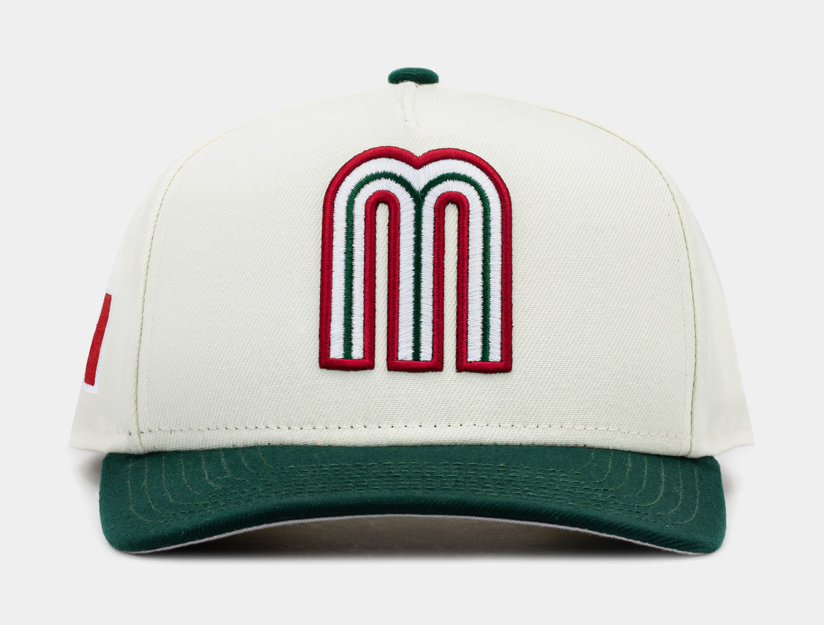 Exclusive Shoe Palace Exclusive Mexico Curve 950AF Snapback Mens Hat (Beige/Green) — OS — Front View