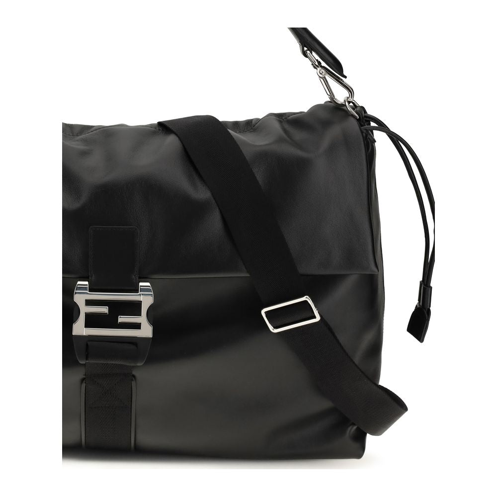 Fendi Black Calf Leather Bos Taurus Shoulder Men's Bag