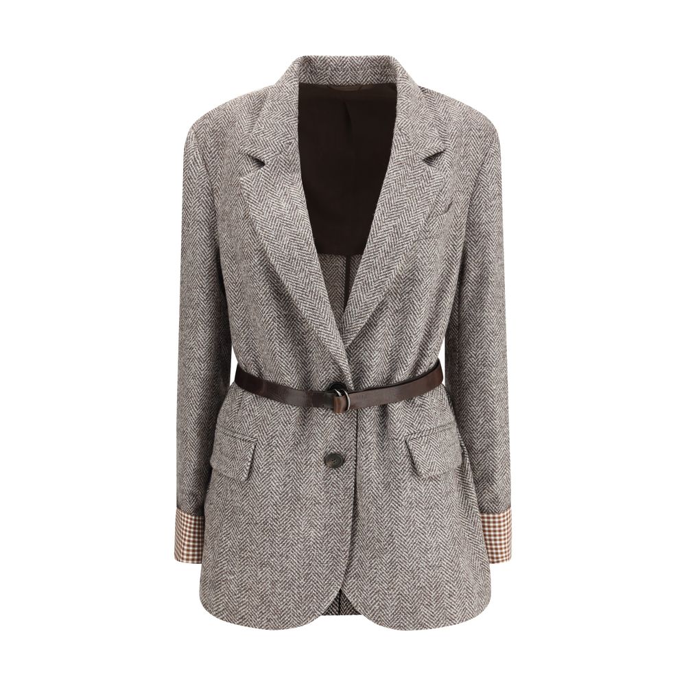 Brunello Cucinelli Brown Fleece Wool Women's Coat