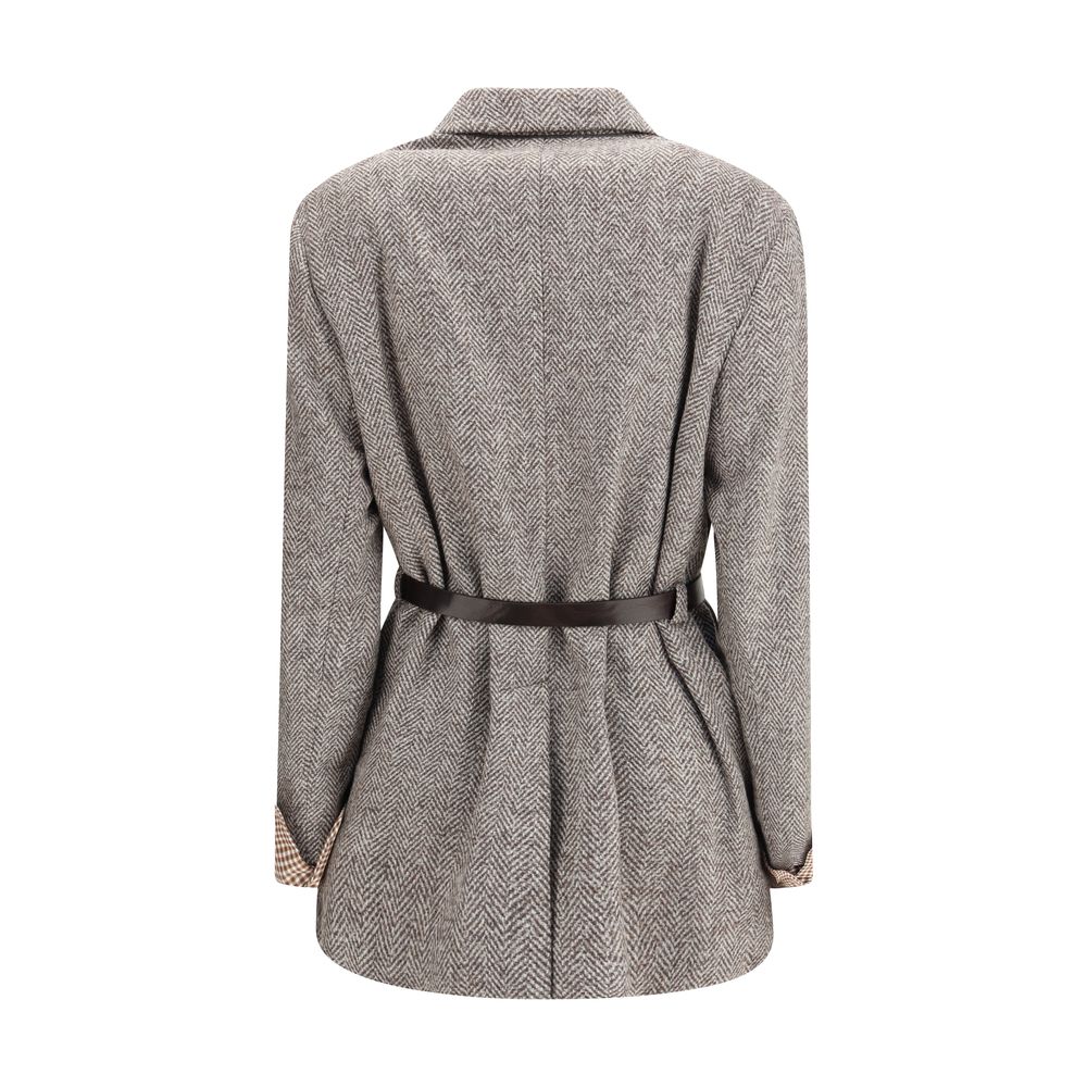 Brunello Cucinelli Brown Fleece Wool Women's Coat