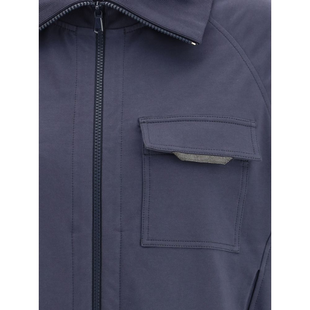 Brunello Cucinelli Blue Cotton Women's Bomber