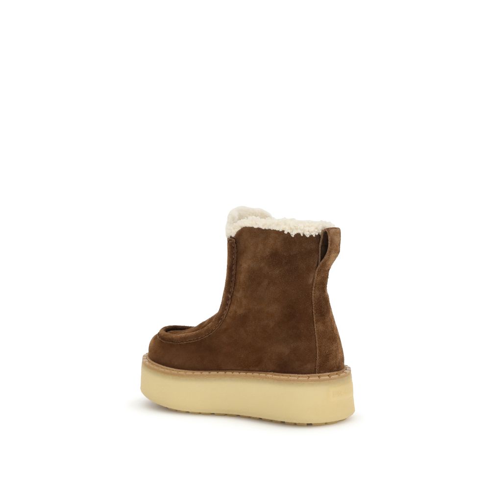 Prada Brown Calf Leather Bos Taurus Ankle Women's Boots