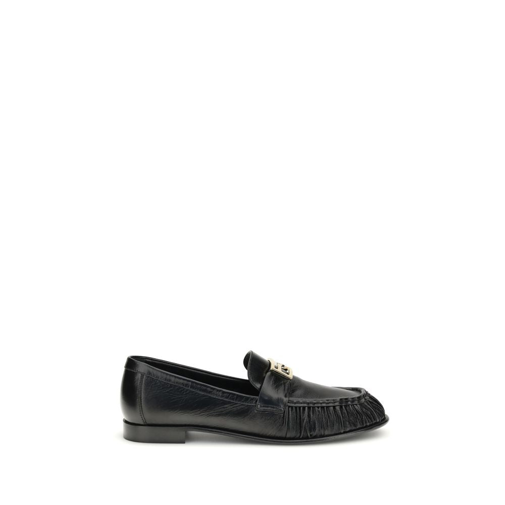 Fendi Black Calf Leather Bos Taurus Slip-On Women's Loafers