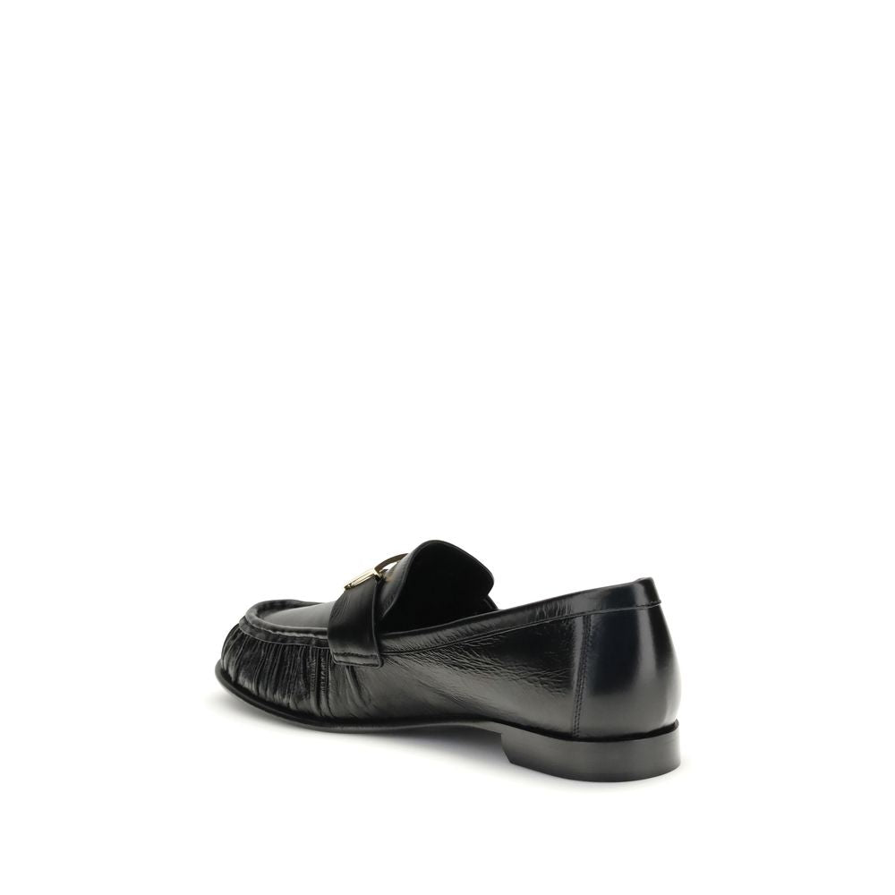 Fendi Black Calf Leather Bos Taurus Slip-On Women's Loafers