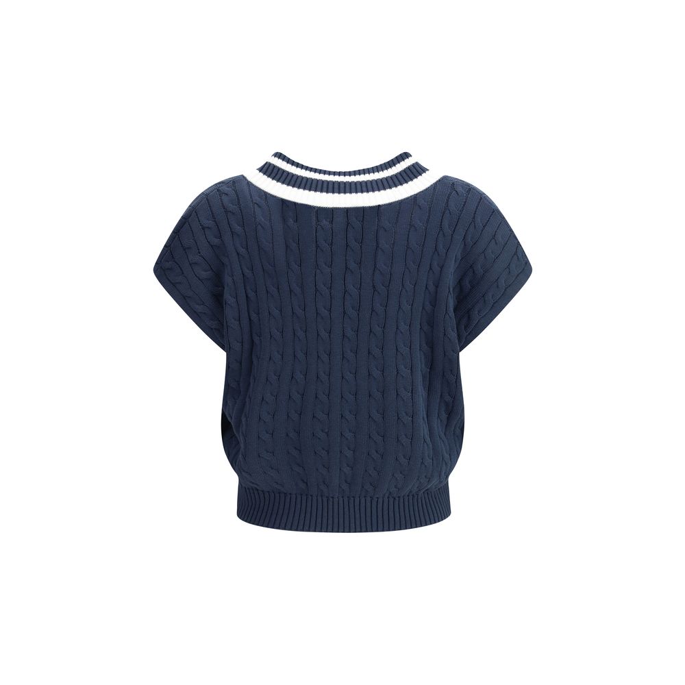 Brunello Cucinelli Blue Cotton Sleeveles Women's Sweater