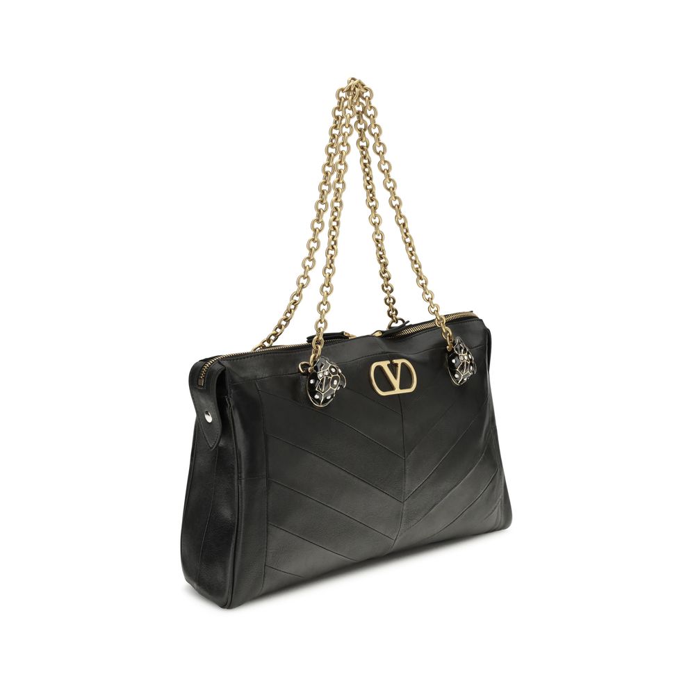 Valentino Garavani Black Lamb Ovis Aries Aries Shoulder Men's Bag