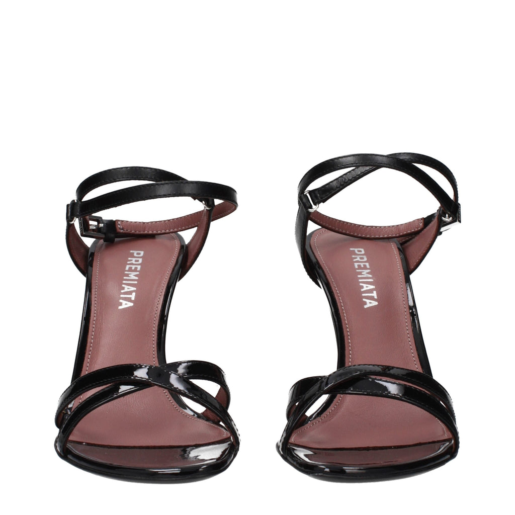Premiata Black Leather Stiletto Heel Women's Sandals