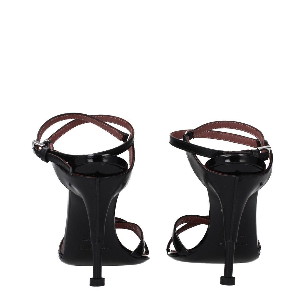Premiata Black Leather Stiletto Heel Women's Sandals