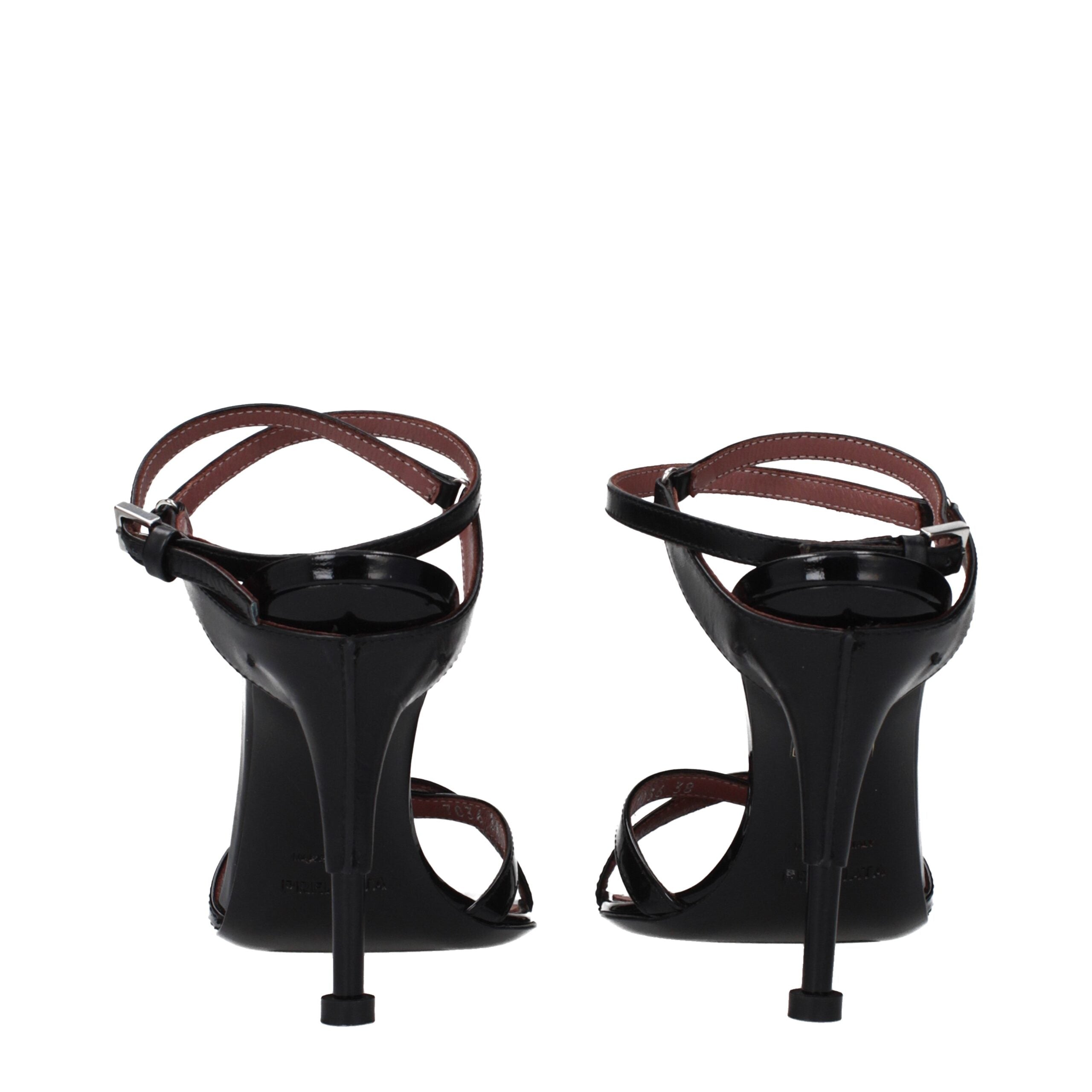 Premiata Black Leather Stiletto Heel Women's Sandals
