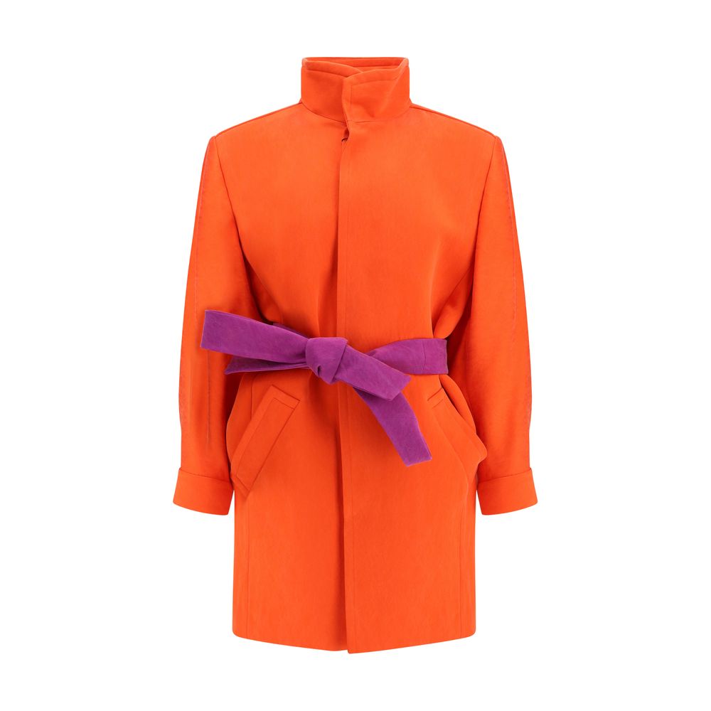 Saint Laurent Orange Silk Women's Coat