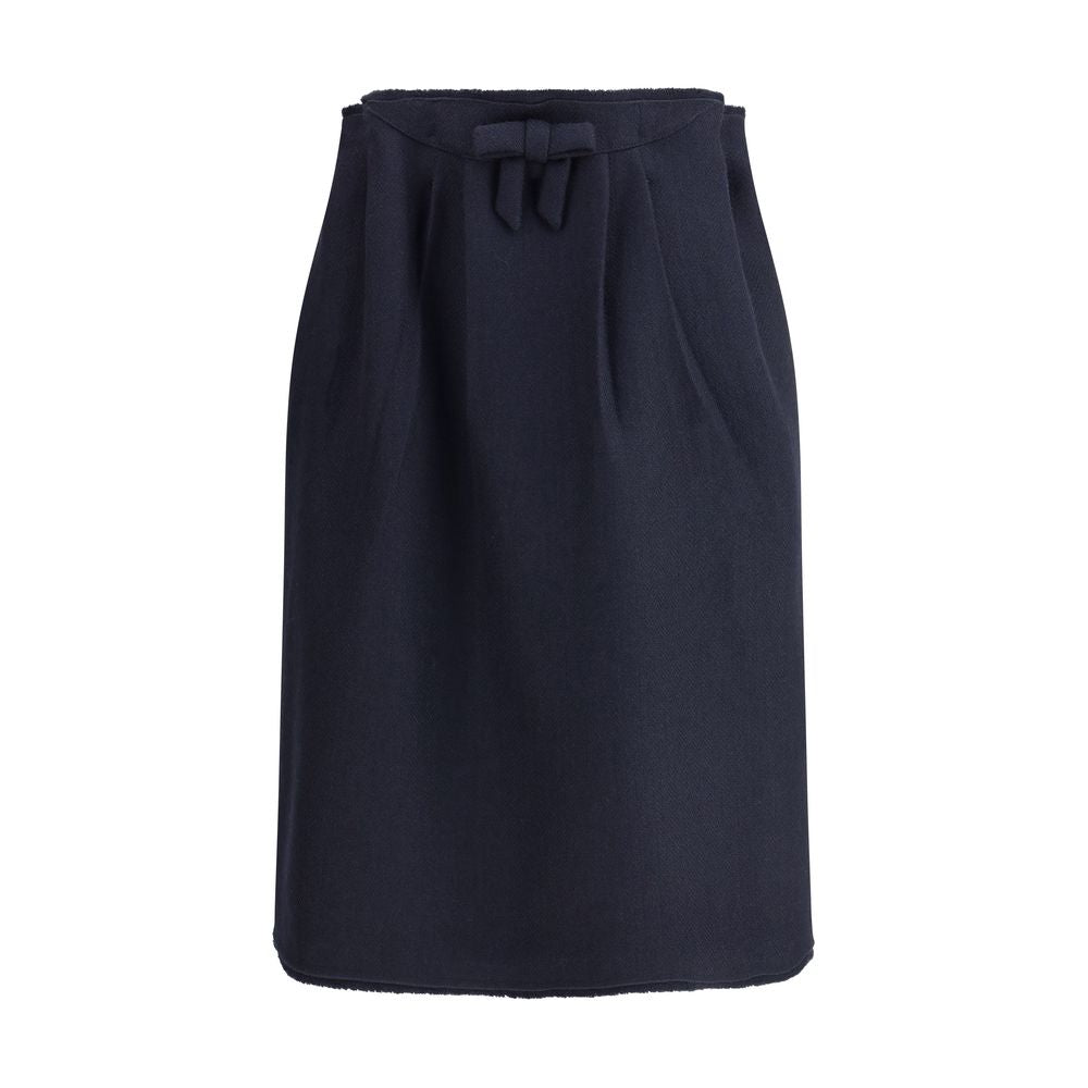 Prada Blue Fleece Wool Midi Women's Skirt