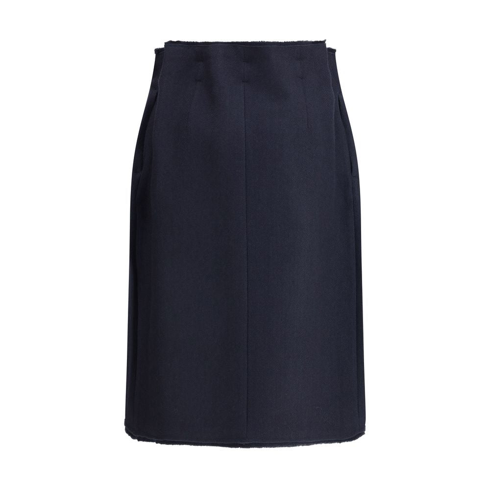 Prada Blue Fleece Wool Midi Women's Skirt