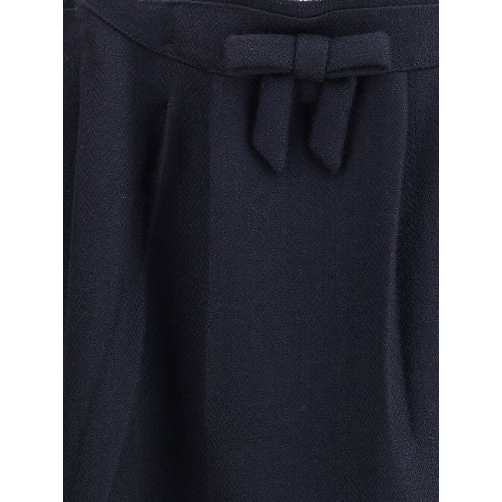 Prada Blue Fleece Wool Midi Women's Skirt
