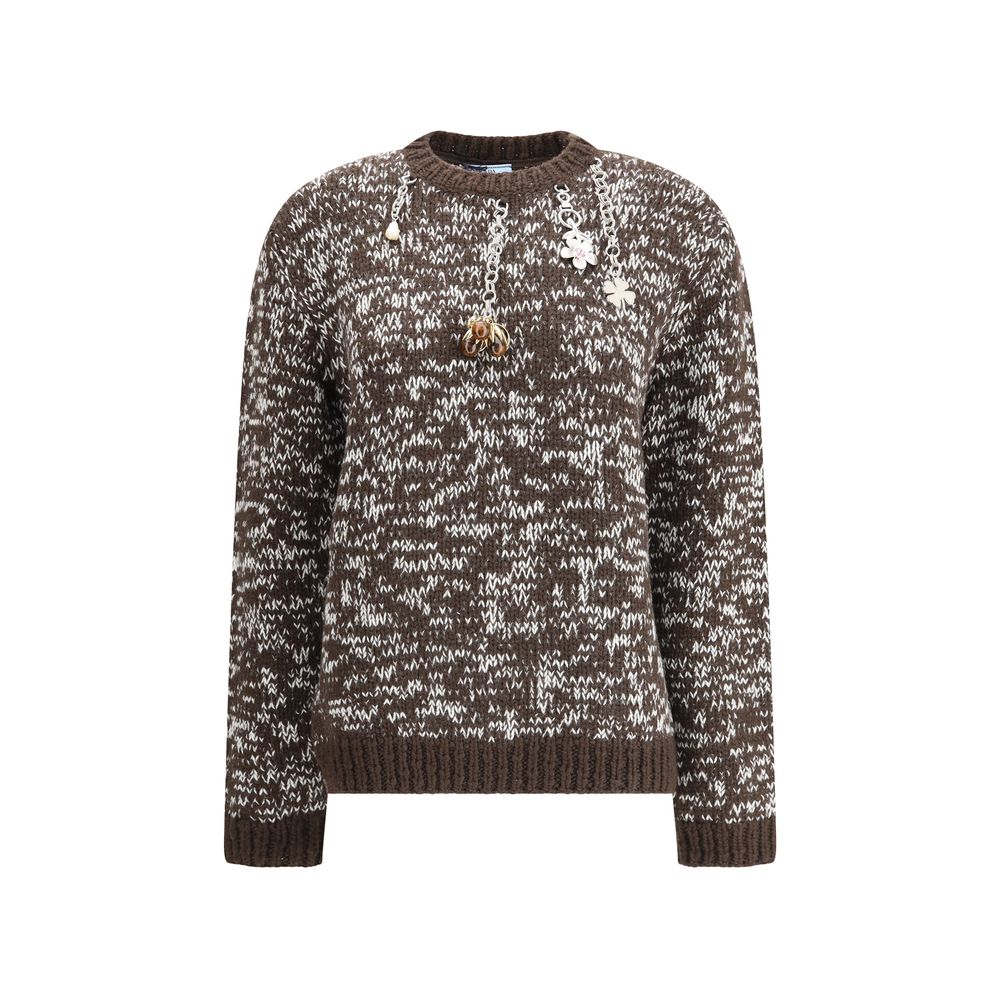 Prada Brown Fleece Wool Women's Sweatshirt