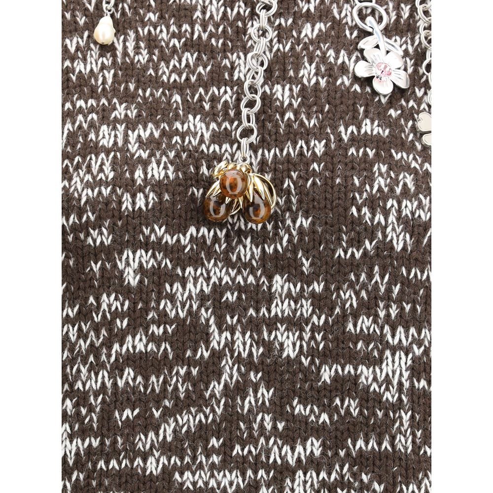 Prada Brown Fleece Wool Women's Sweatshirt