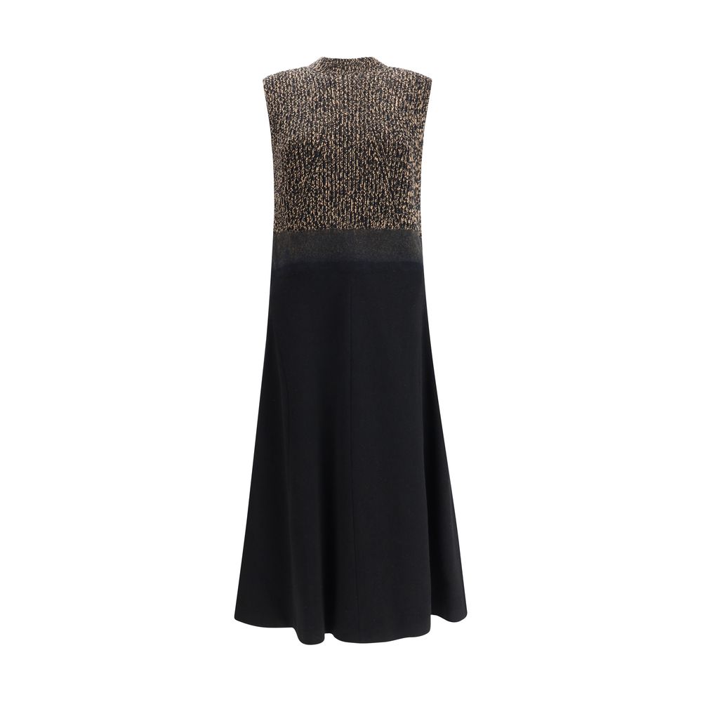 Prada Black Fleece Wool Casual Women's Dress