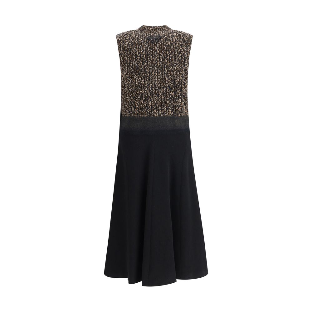 Prada Black Fleece Wool Casual Women's Dress