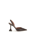 Amina Muaddi Brown Calf Leather Bos Taurus High Heel Women's Pumps