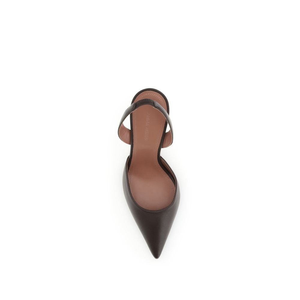 Amina Muaddi Brown Calf Leather Bos Taurus High Heel Women's Pumps