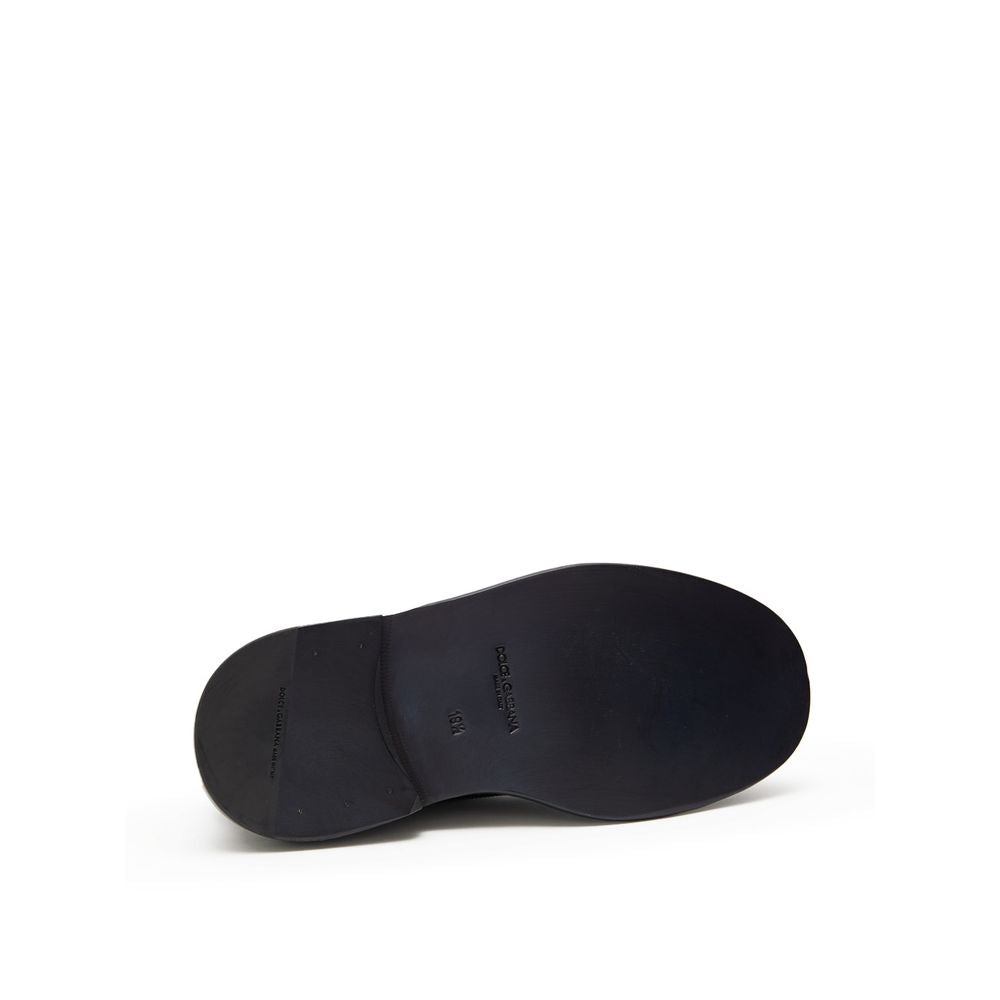 Dolce & Gabbana Black Leather Men's Moccassin