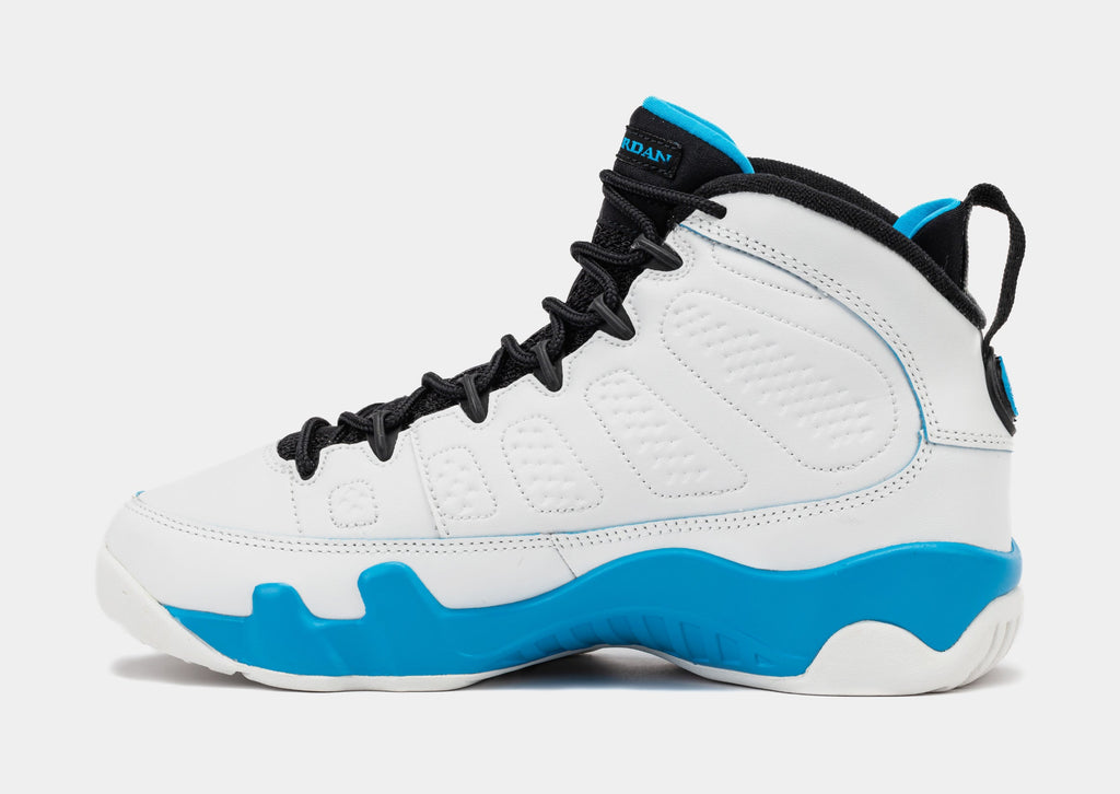Exclusive Air Jordan 9 Retro Powder Blue Grade School Lifestyle Shoes (Summit White/Black/Powder Blue) — 3.5Y — Side View